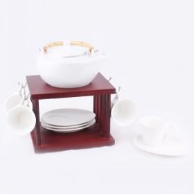 High End Plain White Ceramic Tea Pot Set With 4pcs Mugs Set