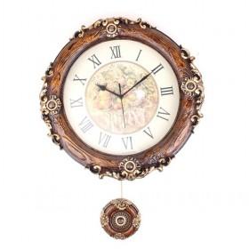 European Style Resin Decorative Wall Clocks, Pendulum Clock, Round Antique Clock (35cm)