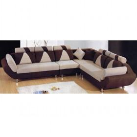 White And Brown Triangle Pattern Detachable Fabric Sofa Set