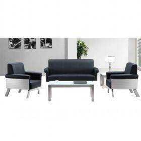 High Quality Black PU Leahter Silver Office Sofa Set Of 3 Pieces