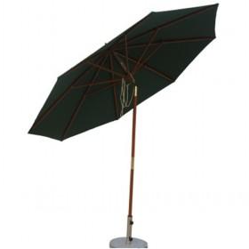 38mm High Dark Green Patio Wood Umbrella With Drawstring Elbow