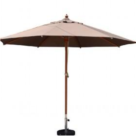High Quality 60mm High Light Brown Patio Kempas Wood Umbrella