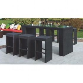 Good Quality Black Stylish Natural Rattan Dining Pub Set