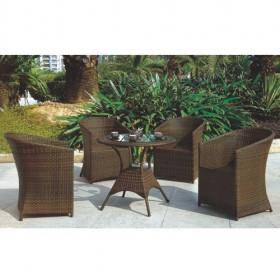 High Quality Black Inventory Rattan Dining Patio Set