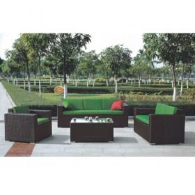 Popular Black And Green Upholstered Rattan Sofa Set