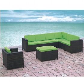 High Quality Green Upholstered Rattan Outdoor Sofa Set