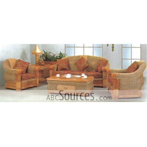 Top Grade Outdoor Rattan Wicker And Leather Sofa Set