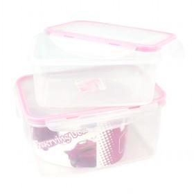 Tranparent Light Pink Clear Preservation Box Kitchenware Set of 2