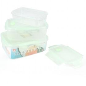 Tranparent Green Clear Plastic Storage Preservation Box Set of 3