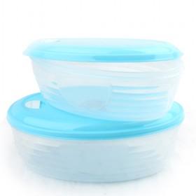 Blue Cover Clear Oval Food Preservation Box Set Of 2