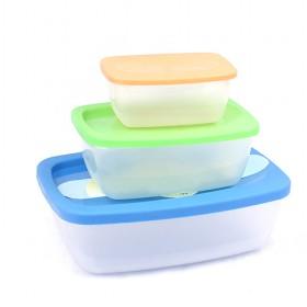 Transparent Colorful Cover Clear Preservation Boxes Set of 3 Food Container