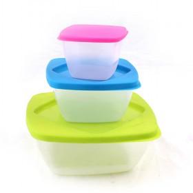 Hot Sale Cute Colorful Cover Clear Food Container Crisper Set Of 3