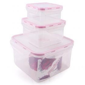 High Quality Clear Red Lined Rectangle Storage Containers For Kitchen Set Of 3