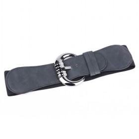 Black PU Rhinestone Buckle Elastic