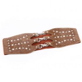 Brown Flannel Rhinestone Elastic Waist