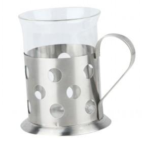Large Volume Dots Design Popular Irish Glass And Steel Coffee Cups