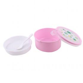 Large Size Cute Round Plastic Heat Preservation Lunch Box For Kids With Spoon