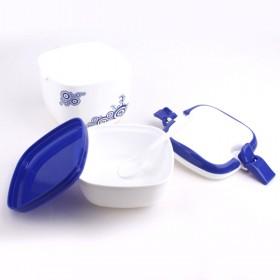 high quality White Food Box With Blue Lid Lunch Box Set Of 2