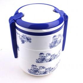 Elegant Design White and Blue 3 Layer Plastic Food Boxes