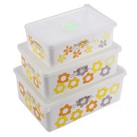 High Quality Yellow Flower Pattern Prints Plastic Cute Food Boxes Set Of 3