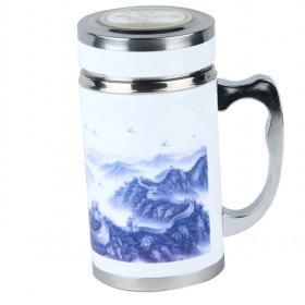 Top Quality White Stainless Steel And Ceramic Office Cup With Handle/ Thermal Cup/ Vacuum Cup