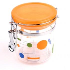 Orange Spots Storage Plastic Seal Pot For Candy Case And Food Containers