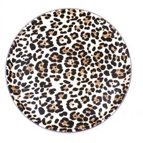 Modern Design Leopard Spots Pattern Round Non-slip Plastic Serving Trays