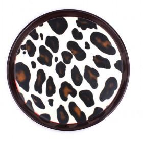 Coffee Color Edged Food Tray With Leopard Spots Decoration Fruit Trays