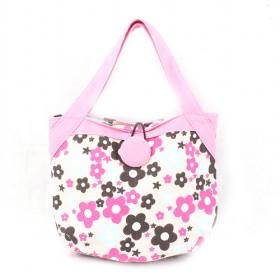 Pink Cloth Bags With Big Pink Button, Shoulder Bags For Women