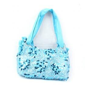 Fashion Light Blue Satchel Bags With Sequins Accessory, Cloth Bags, Handbag