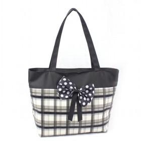 Hot Sale Cheap Tote Bags, Handbags, Black British Style Bags With Black Bowknot With White Dots