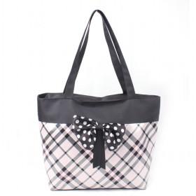 Hot Sale Cheap Tote Bags, Light Purple Handbags, Black British Style Bags With Black Bowknot