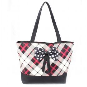 Hot Sale Cheap Tote Bags, Handbags, Red British Style Bags With Black Bowknot