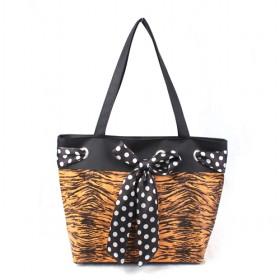 Hot Sale Cheap Tote Bags, Tiger Stripes Handbags, Bags With Black Bowknot