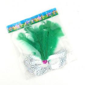 Festive Celebrative Green Feather Decorative Cat Eye Masks