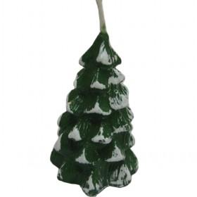 2013 Christmas Candle Of Tree Shape With White Snow Covered, Green Hand Painted Candle Light