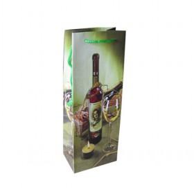 Wholesale Light Green Christmas Wine Paper Bag With Glass Printed/ Wine Gift Bags