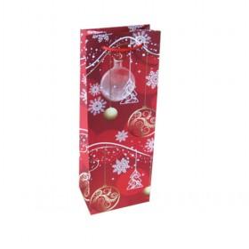Wholesale Red Christmas Wine Paper Bag With Snowman Printed/ Wine Gift Bags