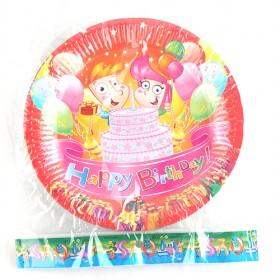 Happy Birthday Theme Colorful Disposable 9 Paper Plate Set