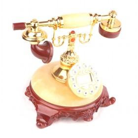Jade Antique Phones With Dark Red Base And Birds Decoration, Desktop Phones