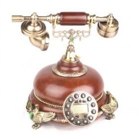 Mahogany Antique Phone With Birds Decorated, Resin Telephones Corded, Elegant Qualtiy Home Phones