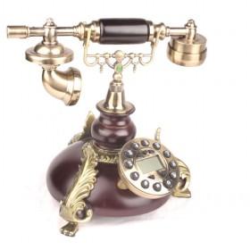 Mahogany Antique Phone With Leaves Decorated, Resin Telephones Corded, Elegant Qualtiy Home Phones