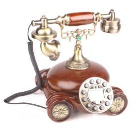 Mahogany Antique Phone With Car Shape Base, Resin Telephones Corded, Elegant Qualtiy Home Phones