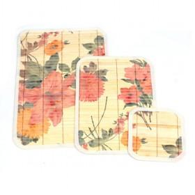 Hot Sale Floral Pattern Prints Square Bamboo Eco-friendly Placemat Set Of 3