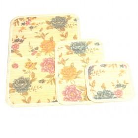 Hot Sale Floral Pattern Square Bamboo Eco-friendly Placemat Set Of 3