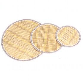 Yellow Beige Round Bamboo Eco-friendly Placemat Set Of 3 Table Mats