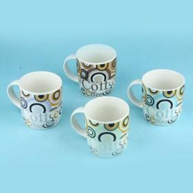 Hot Sale Cheap Bright Color Circles Prints Coffee Cup/ Ceramic Cups