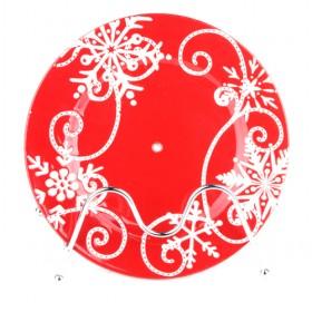Decorated Red Ceramic Plate, 22cm Elegant Designed Serving Plate, Round Plate