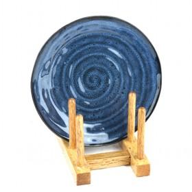 Round Blue Whirlpools Design Ceramic Plate, 23cm Dinner Plate, Decorative Plates