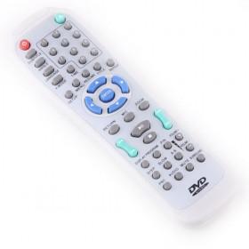 Simple And Typical White Universal Remote Controls For DVD With Gray Buttons